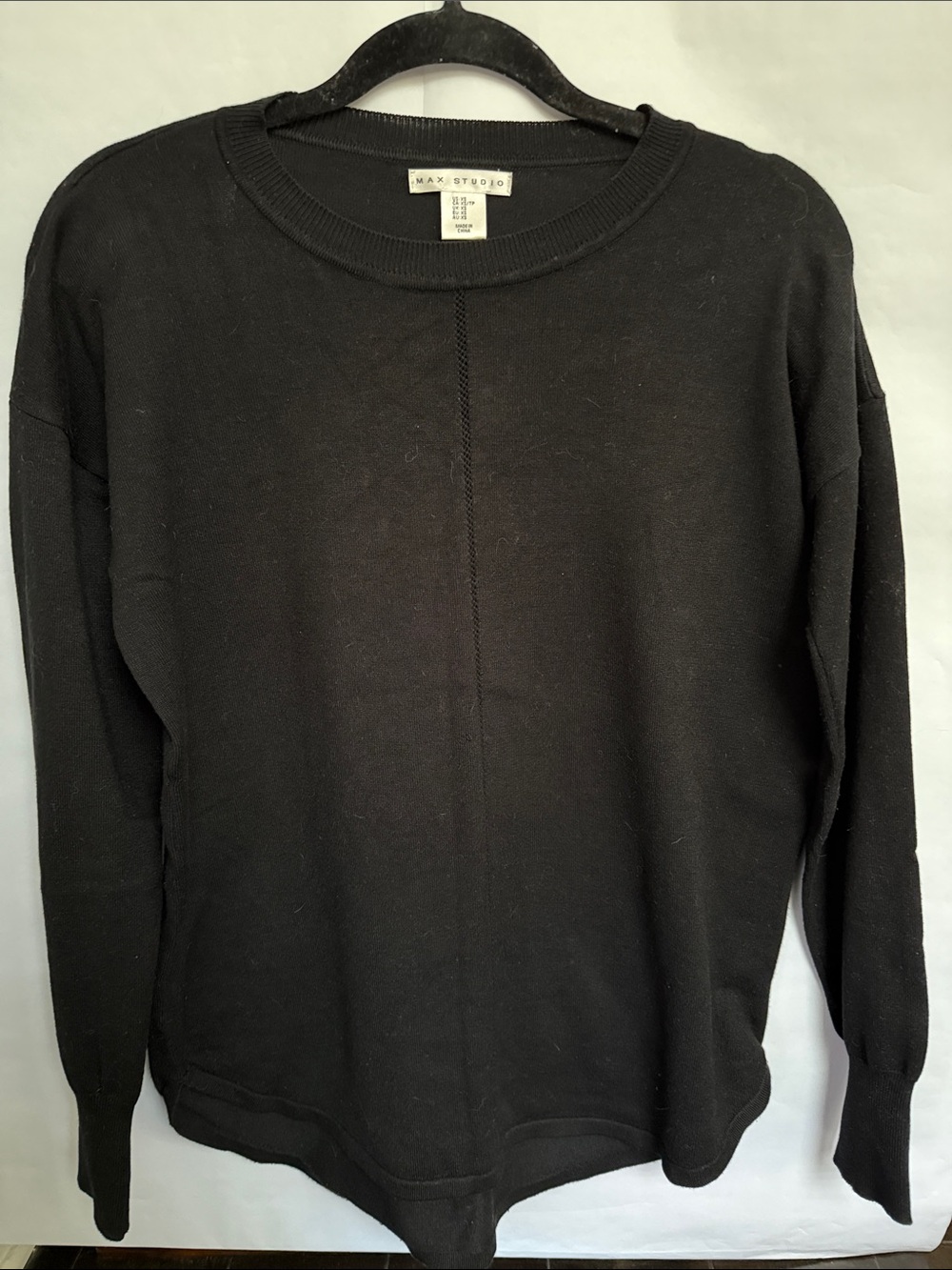 Max Studio Ladies Black Crewneck Sweater